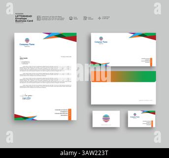 Modèle de set stationnaire à en-tête moderne et minimaliste Illustration de Vecteur