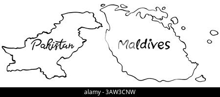Cartes du Pakistan et des Maldives. Illustration de Vecteur