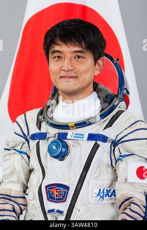 4 août 2015 - Star City, Russie - astronaute de l'Agence japonaise d'exploration aérospatiale et ingénieur de vol de l'expédition 48/49 et membre d'équipage de secours de l'expédition 46/47 Takuya Onishi Portrait officiel portant la combinaison spatiale russe Sokol le 4 août 2015 à Star City, en Russie. (Crédit image : © NASA/NASA/ZUMAPRESS.com) Banque D'Images