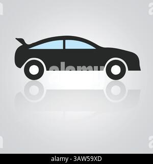 Icônes de voiture, voiture vintage, icône unique, logo de voiture avec un fond argenté. Illustration vectorielle Illustration de Vecteur