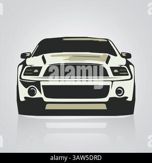 Icônes de voiture, voiture vintage, icône unique, logo de voiture avec un fond argenté. Illustration vectorielle Illustration de Vecteur