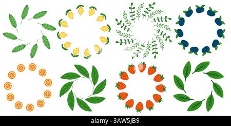 Ensemble de couronne avec des fruits tropicaux Illustration de Vecteur