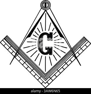 Symbole franc-maçon, boussole et angle, symbole Freimaurer Zirkel und Winkel Banque D'Images