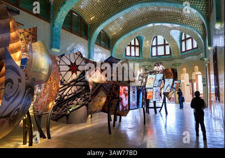 Intérieur, Recinto Modernista de Sant Pau, Art Nouveau, par Lluís Domènech i Montaner, Hôpital de la Santa Creu i Sant Pau, Patrimoine mondial de l'UNESCO, B Banque D'Images