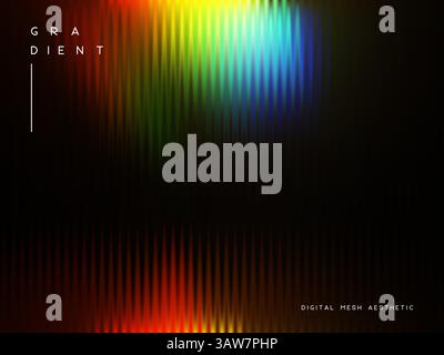 verre de verre 3d avec des couleurs irisées sur le noir. Illustration de Vecteur