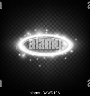 Un portail circulaire bleu éclatant rempli d'étincelles sur un fond sombre, créant une atmosphère mystique Illustration de Vecteur