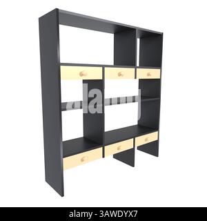 Unité d'étagères moderne isolée sur fond blanc Banque D'Images