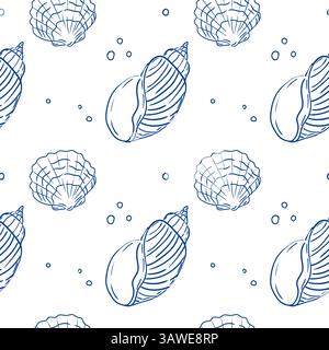 Motifs nautiques avec coquillages et éléments marins sur un fond clair Illustration de Vecteur