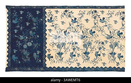Sarong, début des années 1900 Indonésie, Java, Côte Nord, possiby Indramaju ?, début du XXe siècle. Batik ; coton ; hors tout : 196,9 x 106,7 cm (77 1/2 x 42 po). Numéro d'entrée : détail d'un tissu d'épaule javanais Batik (selendang) iavec un motif de feuilles et de fleurs sur toute la surface avec des oiseaux. Influence chinoise. Java, Indonésie Banque D'Images