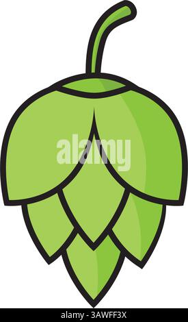 Signe de feuille de cône de bière d'icône de hop, conception d'herbe de pub, illustration vectorielle de graines de nature Illustration de Vecteur