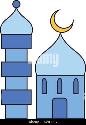Icône de mosquée islamique, conception de culture de foi arabe, illustration vectorielle isolée de toile plate Illustration de Vecteur