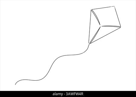 Cerf-volant dessin d'une ligne illustration vectorielle simple minimaliste Illustration de Vecteur