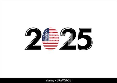 2025 typographie avec drapeau américain – Patriotic USA Design Graphic Illustration de Vecteur