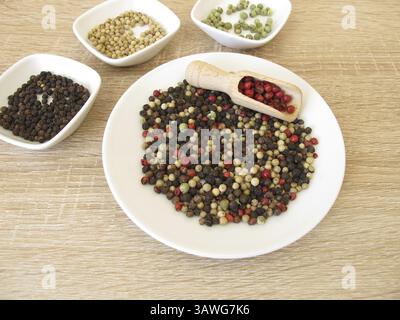 Mélange coloré de poivre sur une assiette Banque D'Images