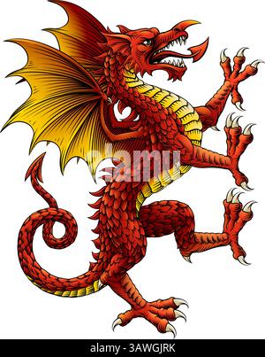 Armoiries Crest élevant Heraldry Welsh Dragon Illustration de Vecteur