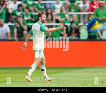Austin, Vereinigte Staaten. 19 avril 2025. Jon Gallagher (Austin FC, #17) Reacts USA, Austin FC vs Los Angeles Galaxy, Major League Soccer, Matchday 9, saison 2025, 19.04.2025 Foto : Eibner-Pressefoto/Scott Coleman crédit : dpa/Alamy Live News Banque D'Images