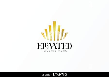 Elevate logo Abstract Throne Crown Gold Business Company Finance Developer structure concept Illustration de Vecteur