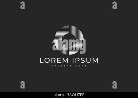 Lettre O Monochrome logo concept rayures motif affichage arrière-plan mouvement Art modèle de conception d'affiche Illustration de Vecteur