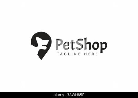 Dog Head Abstract at Shape PIN point Location Map logo Business Pet Shop Illustration de Vecteur