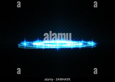 Explorez un effet de lumière bleue époustouflant et futuriste avec des particules éclatantes éclatantes tout au long du design Illustration de Vecteur