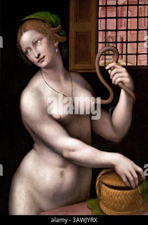 La mort de Cléopâtre VII Philopator 69 - 30 av. J.-C. pharaon Égypte Giampietrino, probablement Giovanni Pietro Rizzoli (actif 1495-1549),[1] était un peintre italien du nord de l'école Lombard et du cercle de Léonard. Louvre Paris, Musée des Beaux-Arts, France, ( Cléopâtre (69–30 av. J.-C.) était la dernière reine ptolémaïque active - souveraine d'Égypte avant qu'elle ne devienne une province romaine. ) Banque D'Images