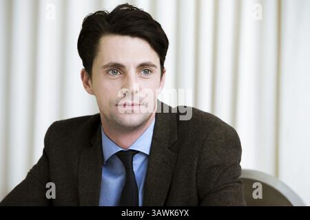 26 janvier 2013 - Hollywood, Californie, États-Unis - BEVERLY HILLS, CA - JANVIER 26 : Portrait de Matthew Goode faisant la promotion de « Stoker » à l'hôtel SLS le 26 janvier 2013 à Beverly Hills, Californie. (Crédit image : © Armando Gallo/ZUMA Studio) Banque D'Images