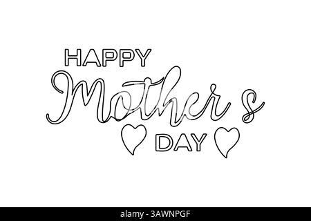 Heureuse fête des mères une ligne dessinant minimaliste continue une ligne illustration vectorielle Illustration de Vecteur