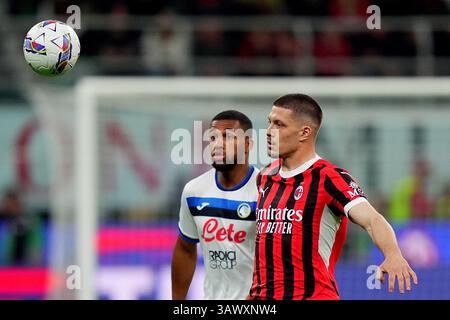 Milan, Italie. 12 avril 2025. Luka Jovic d'AC Milan lors du match de football Serie A entre Milan et Atalanta au stade San Siro de Milan, Italie du Nord - dimanche 20 avril 2025 . Sport - Soccer . (Photo de Spada/LaPresse) crédit : LaPresse/Alamy Live News Banque D'Images