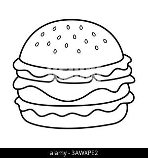 Illustration vectorielle de cheeseburger. Coloriage. Illustration de Vecteur