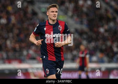 Bologne, Italie. 20 avril 2025. Michel Aebischer (Bologna FC) lors du Bologna FC vs Inter - FC Internazionale, match de football italien Serie A à Bologne, Italie, 20 avril 2025 crédit : Agence photo indépendante/Alamy Live News Banque D'Images
