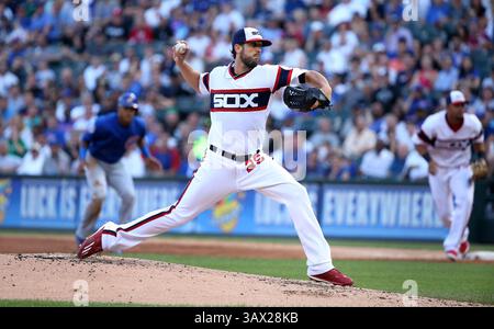 26 juillet 2016 - Chicago, il, États-Unis - James Shields, lanceur des White Sox de Chicago, travaille en deuxième manche contre les Cubs de Chicago au U.S. Cellular Field à Chicago le mardi 26 juillet 2016. (Crédit image : © Chris Sweda/TNS via ZUMA Wire) Banque D'Images
