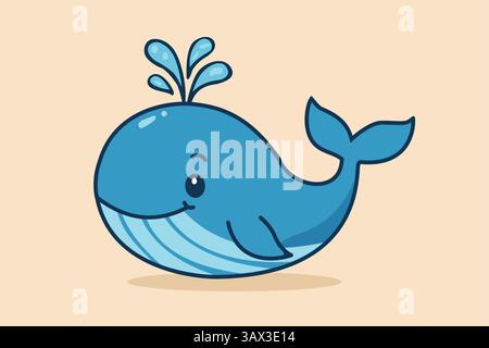 baleine mignonne sur fond isolé. animal dessin animé illustration vectorielle baleine mignonne sur fond isolé. illustration vectorielle de dessin animé animal Illustration de Vecteur