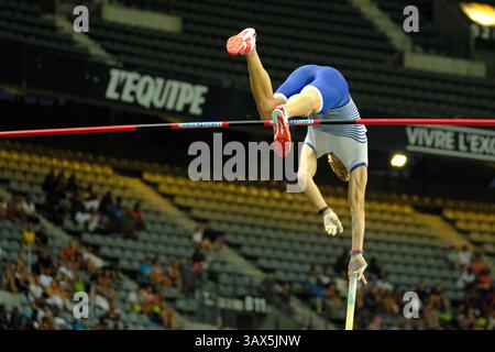 27 août 2016 - St Denis, Seine St Denis, France - Renaud LAVILLENIE (FRA) a remporté le concours de voûte à la perche de l'homme à 5,93 m lors de la réunion de l'IAAF Diamond League au stade de France à Saint-Denis (crédit image : © Pierre Stevenin via ZUMA Wire) Banque D'Images