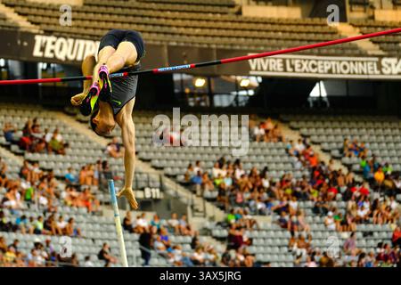 27 août 2016 - St Denis, Seine St Denis, France - Jan KUDLICKA (RTC) est classé troisième du concours de voûte à la perche de l'homme à 5.71 m lors de la réunion de l'IAAF Diamond League au stade de France à Saint-Denis..Renaud Lavillenie gagne (crédit image : © Pierre Stevenin via ZUMA Wire) Banque D'Images