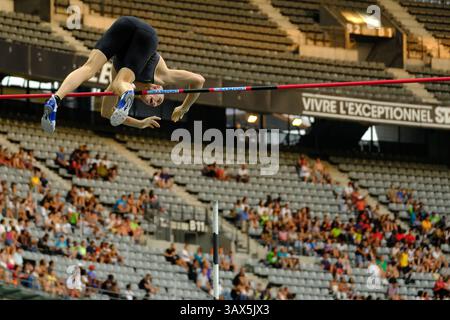 27 août 2016 - St Denis, Seine St Denis, France - Sam KENDRICKS (États-Unis) se classe deuxième au concours de voûte à la perche de l'homme à 5.81 m lors de la réunion de l'IAAF Diamond League au stade de France à St Denis..Renaud Lavillenie gagne (crédit image : © Pierre Stevenin via ZUMA Wire) Banque D'Images