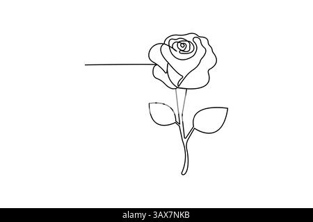 Illustration vectorielle d'art continue à une ligne de fleur de rose minimaliste Illustration de Vecteur