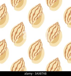 Motif décoratif sans couture avec coquillages stylisés sur un fond Uni Illustration de Vecteur