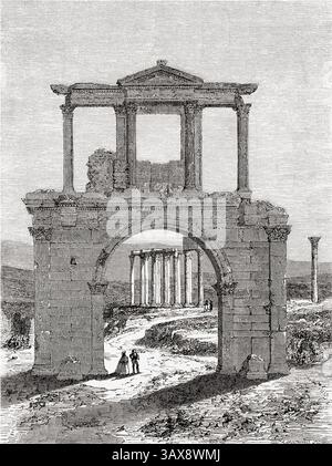 L'Arc d'Hadrien, Athènes, Grèce, XIXe siècle. D'Un hiver à Athènes par A. Proust, 1857-1858. En vedette dans le Tour du monde, publié en 1862. Banque D'Images