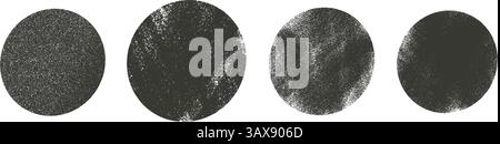 Encrez les formes rondes avec le jeu de bruit. Boîtes de texte cadres texturés granuleux pack vectoriel dessiné à la main cercles de citation formes autocollantes. Figures géométriques grunge. Illustration de Vecteur