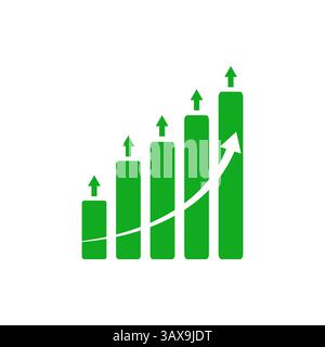 Barres vertes ascendantes avec flèches croissance financière et concept de marché boursier Illustration de Vecteur
