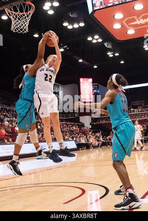 4 décembre 2016 - Stanford, Californie, États-Unis - Morgan Bertsch (22 ans), attaquant des Aggies de l'UC Davis, se bat pour le rebond pendant le match entre le Cardinal de Stanford et les Aggies de l'UC Davis. (Crédit image : © Rob Sirota via ZUMA Wire) Banque D'Images