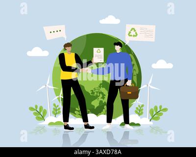 Partenariat durable pour un avenir plus vert dans les entreprises écologiques, illustration vectorielle Illustration de Vecteur