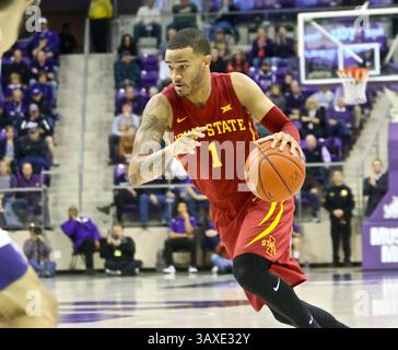 14 JANVIER 2017 : Nick Weiler-Babb (1), garde de l'État de l'Iowa, se dirige vers le panier pendant le match de basket-ball universitaire de la NCAA entre les cyclones de l'État de l'Iowa et les Horned Frogs de la TCU à Scollmaier Arena à Fort WorthTexas. TCU a vaincu les cyclones 84-77. Jeff Goldberg/CSM(image de crédit : &copy ; Jeff Goldberg/CSM via ZUMA Wire) Banque D'Images