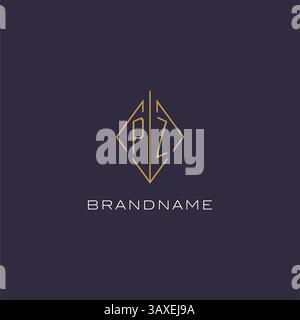 Lettre initiale PZ logo monogramme avec le graphique vectoriel d'idées de conception de style losange losange Illustration de Vecteur