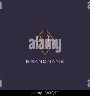 Lettre initiale ni logo monogramme avec graphique vectoriel d'idées de conception de style losange losange Illustration de Vecteur