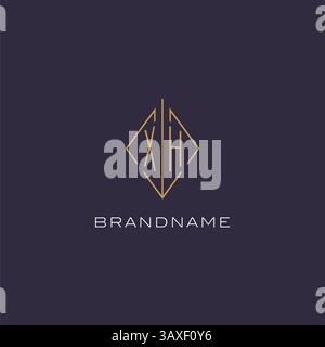 Lettre initiale XH logo monogramme avec graphique vectoriel d'idées de conception de style losange losange Illustration de Vecteur