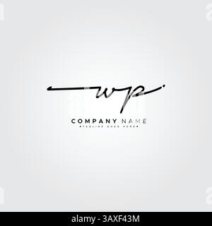 Simple signature logo pour Alphabet WP - signature manuscrite pour la photographie et les affaires de mode Illustration de Vecteur