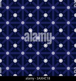 Motif ikat doux et élégant dans des tons bleu pastel et ciel profond, superposé sur un fond bleu riche. Ce motif sans couture pastel ethnique mélange tribal Banque D'Images