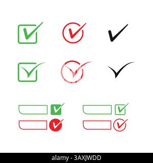 Vérifiez l'étiquette d'icône de sceau valide. marque carrée verte. Plat OK. le code autocollant est isolé sur blanc. Acceptez le bouton. Bon pour les interfaces web et soft Illustration de Vecteur