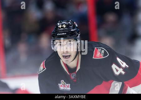 9 février 2017 : Centre des sénateurs d’Ottawa Jean-Gabriel Pageau (44 ans) lors du match de la LNH entre les Stars de Dallas et les sénateurs d’Ottawa au Centre Canadian Tire à Ottawa, Ontario, Canada. Les sénateurs d’Ottawa ont gagné le match par un score de 3-2. Daniel Lea/CSM(image de crédit : &copy ; Daniel Lea/CSM via ZUMA Wire) Banque D'Images
